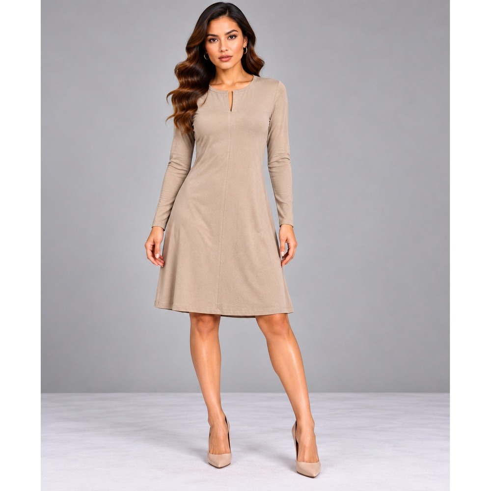 Synergy Organic Clothing Dress Womens M Taupe New Bamboo Cotton A-Line Dress